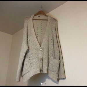 Free people oversized cream knit cardigan
